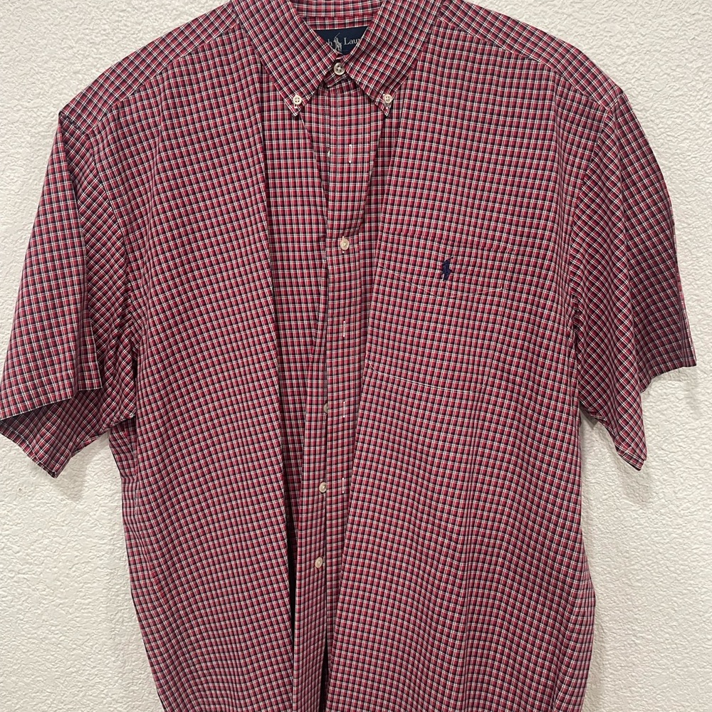 Ralph Lauren Blake Men's XL Red/blue Gingham Short Sleeves Button Shirt